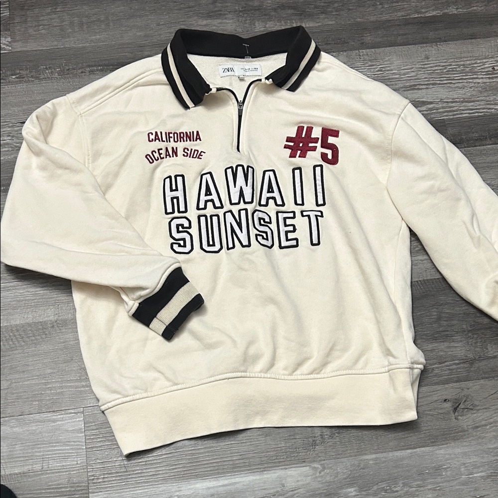 Zara Cream California Ocean Side Sweatshirt